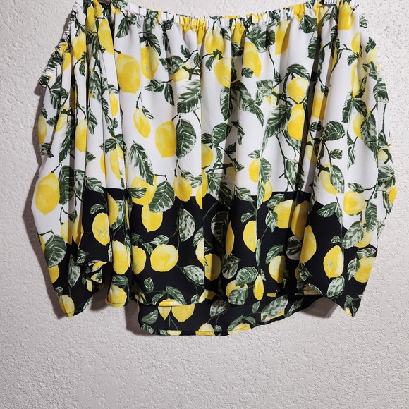 INC White Black & Yellow Flowy Tube Top w/Lemon Print All Over Sz. S - Picture 1 of 11